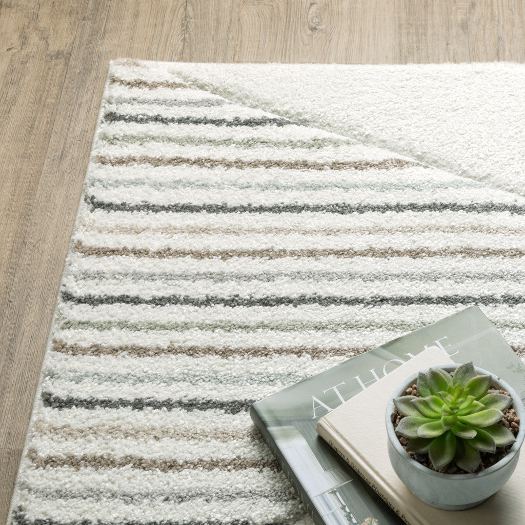 2' X 8' Brown And Ivory Geometric Power Loom Runner Rug - Home & Garden
