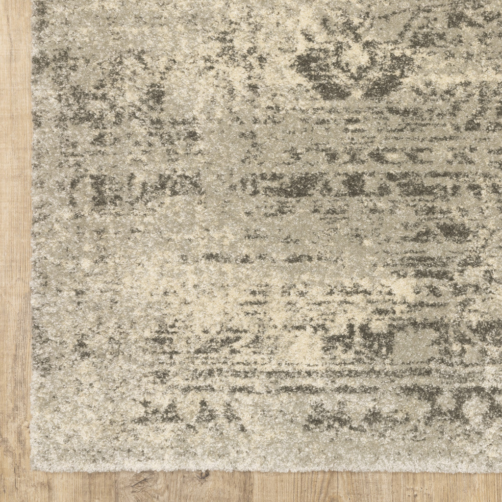 10' X 13' Grey Ivory Beige And Taupe Oriental Power Loom Stain Resistant Area Rug - Home & Garden