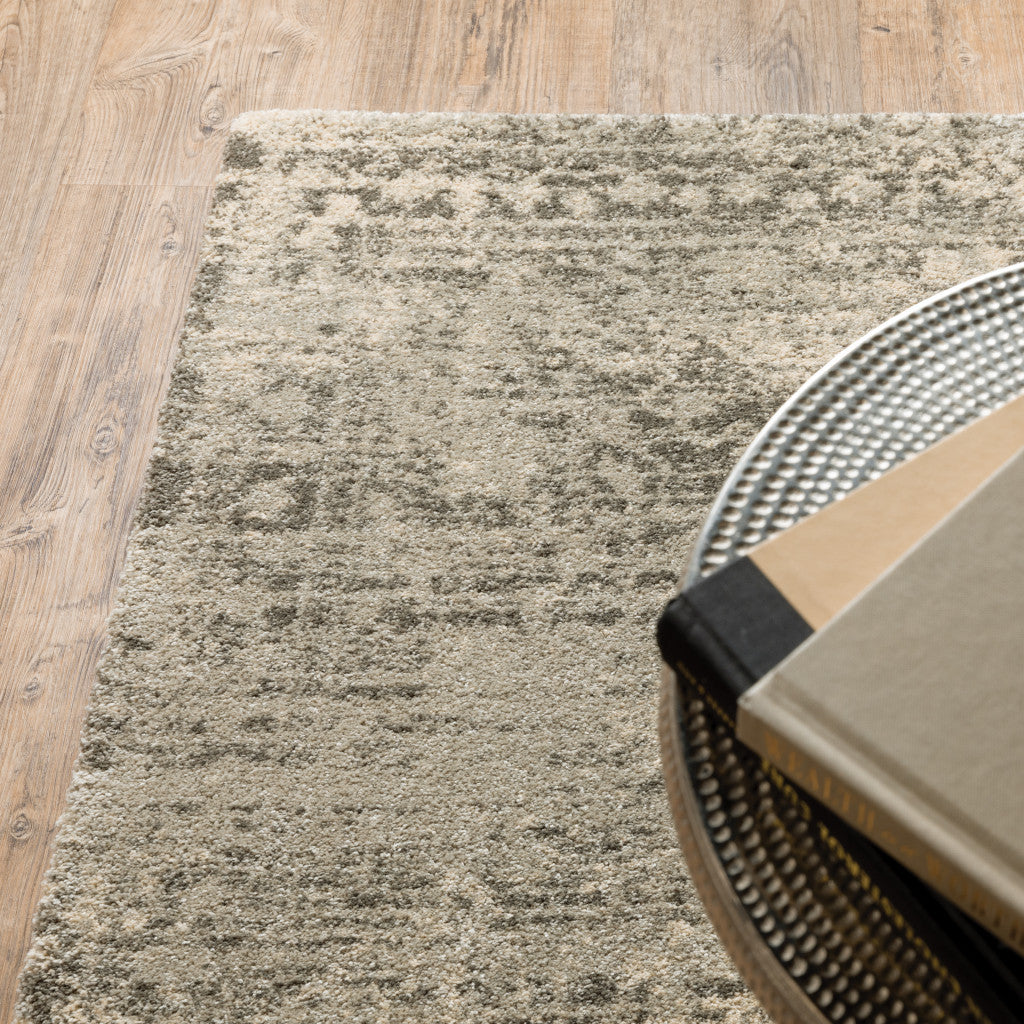 10' X 13' Grey Ivory Beige And Taupe Oriental Power Loom Stain Resistant Area Rug - Home & Garden