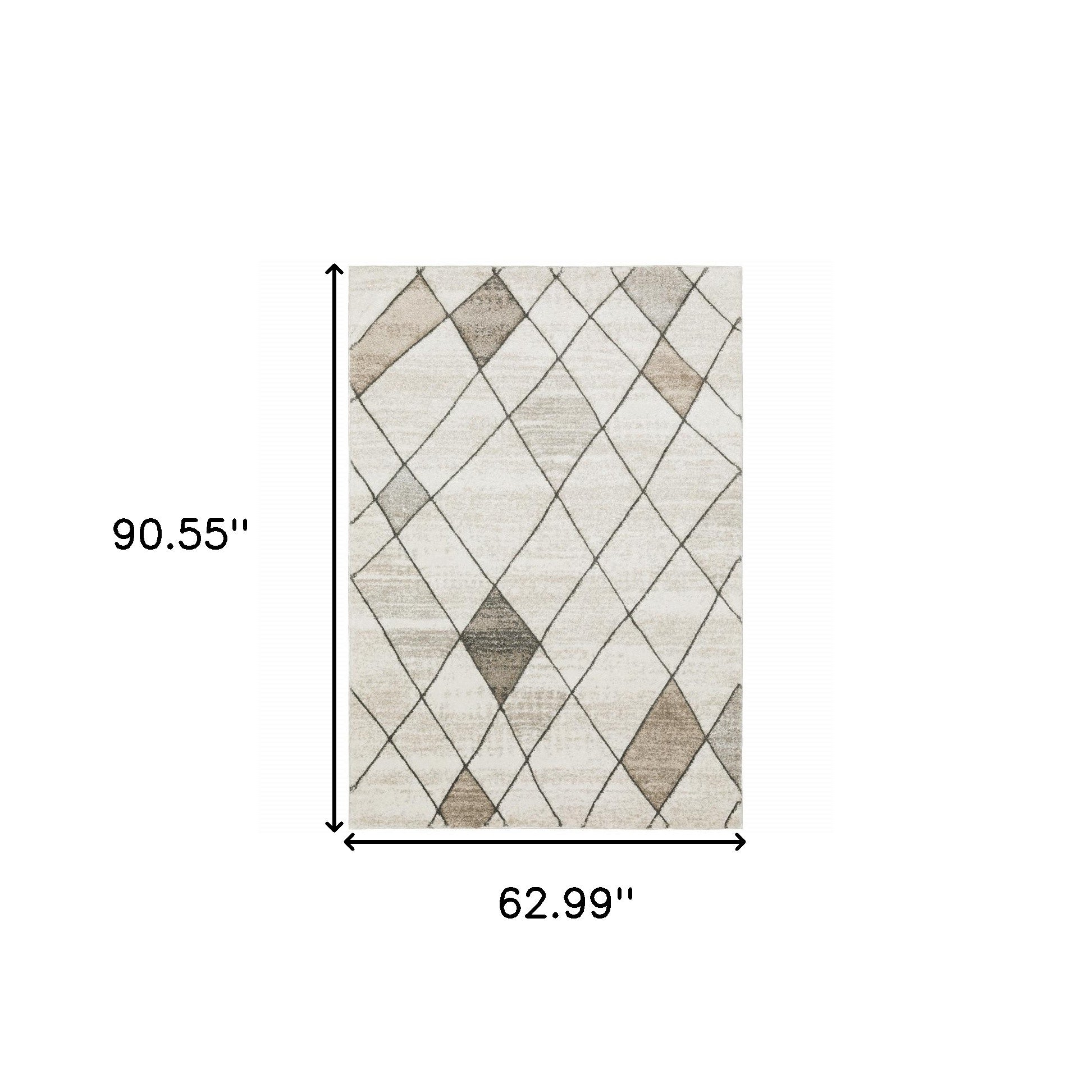 5' X 8' Beige Grey Tan And Brown Geometric Power Loom Stain Resistant Area Rug - Home & Garden