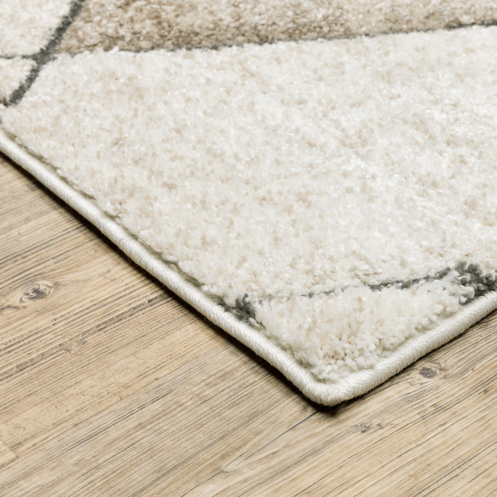 5' X 8' Beige Grey Tan And Brown Geometric Power Loom Stain Resistant Area Rug - Home & Garden