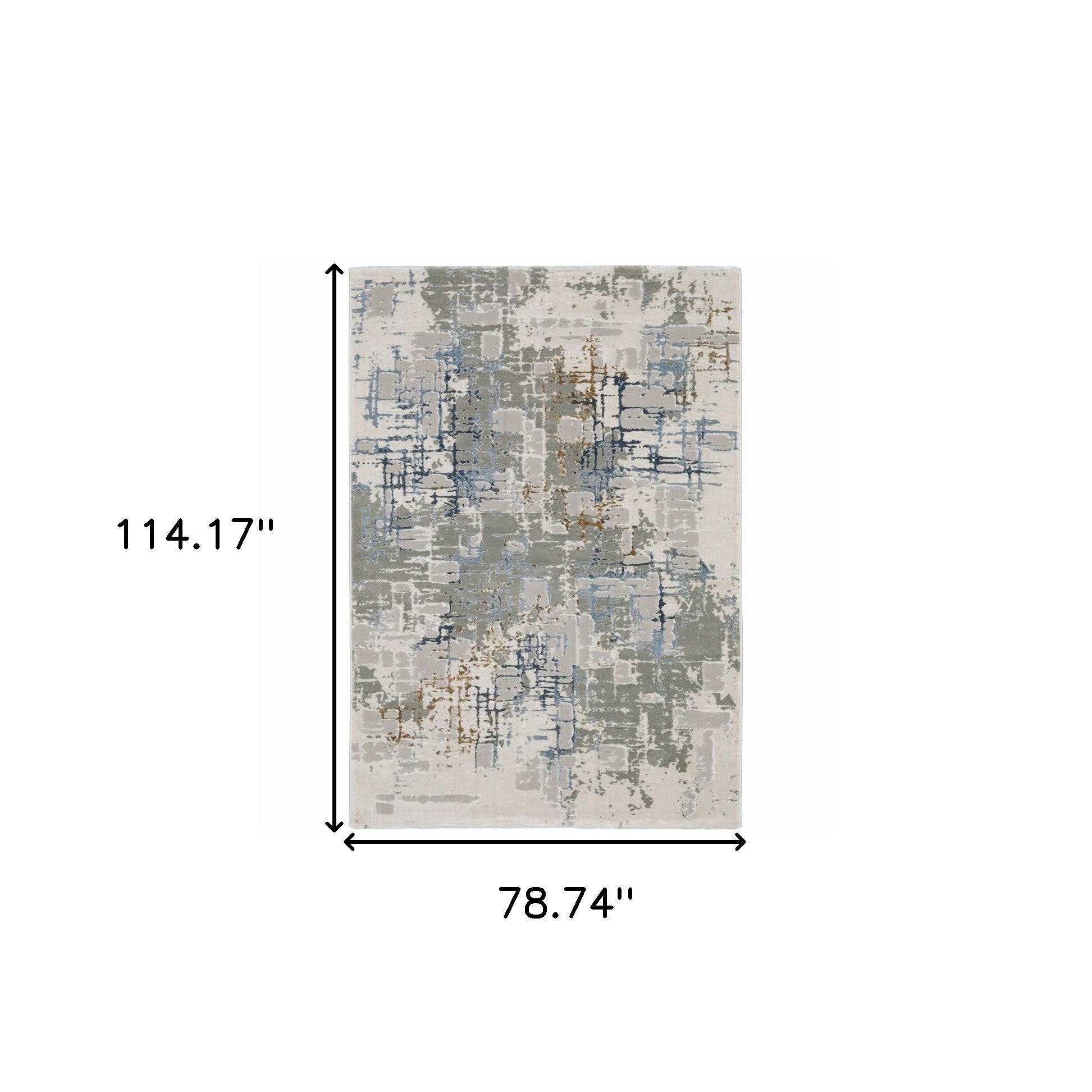 6' X 9' Grey Blue Brown Ivory And Deep Blue Abstract Power Loom Stain Resistant Area Rug - Home & Garden