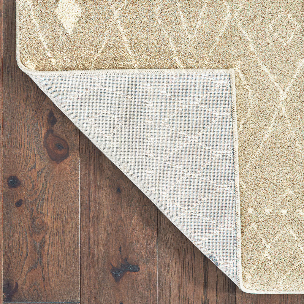 2' X 3' Sand And Ivory Geometric Power Loom Stain Resistant Area Rug - Home & Garden