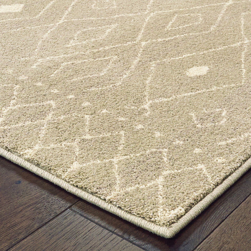 2' X 3' Sand And Ivory Geometric Power Loom Stain Resistant Area Rug - Home & Garden