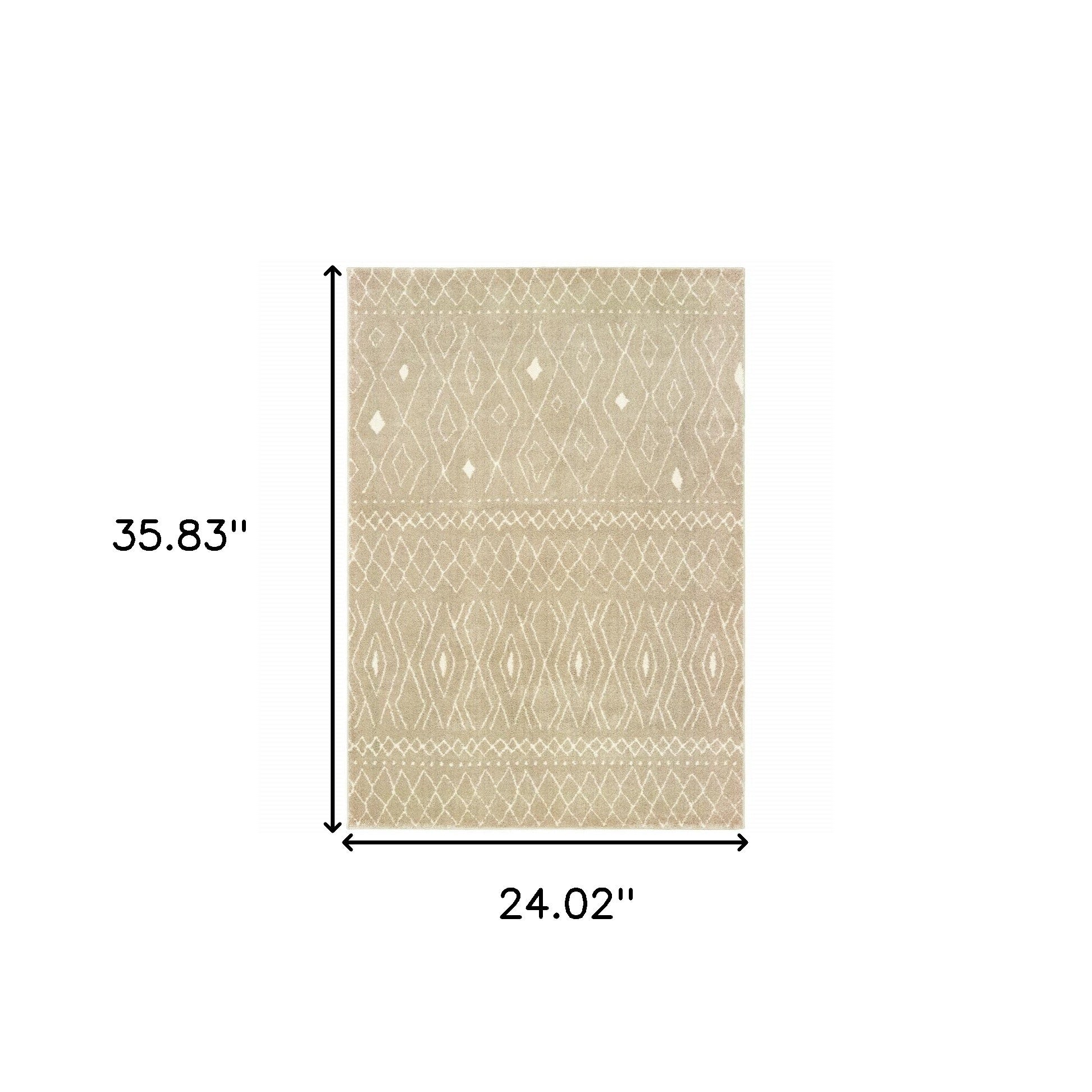 2' X 3' Sand And Ivory Geometric Power Loom Stain Resistant Area Rug - Home & Garden