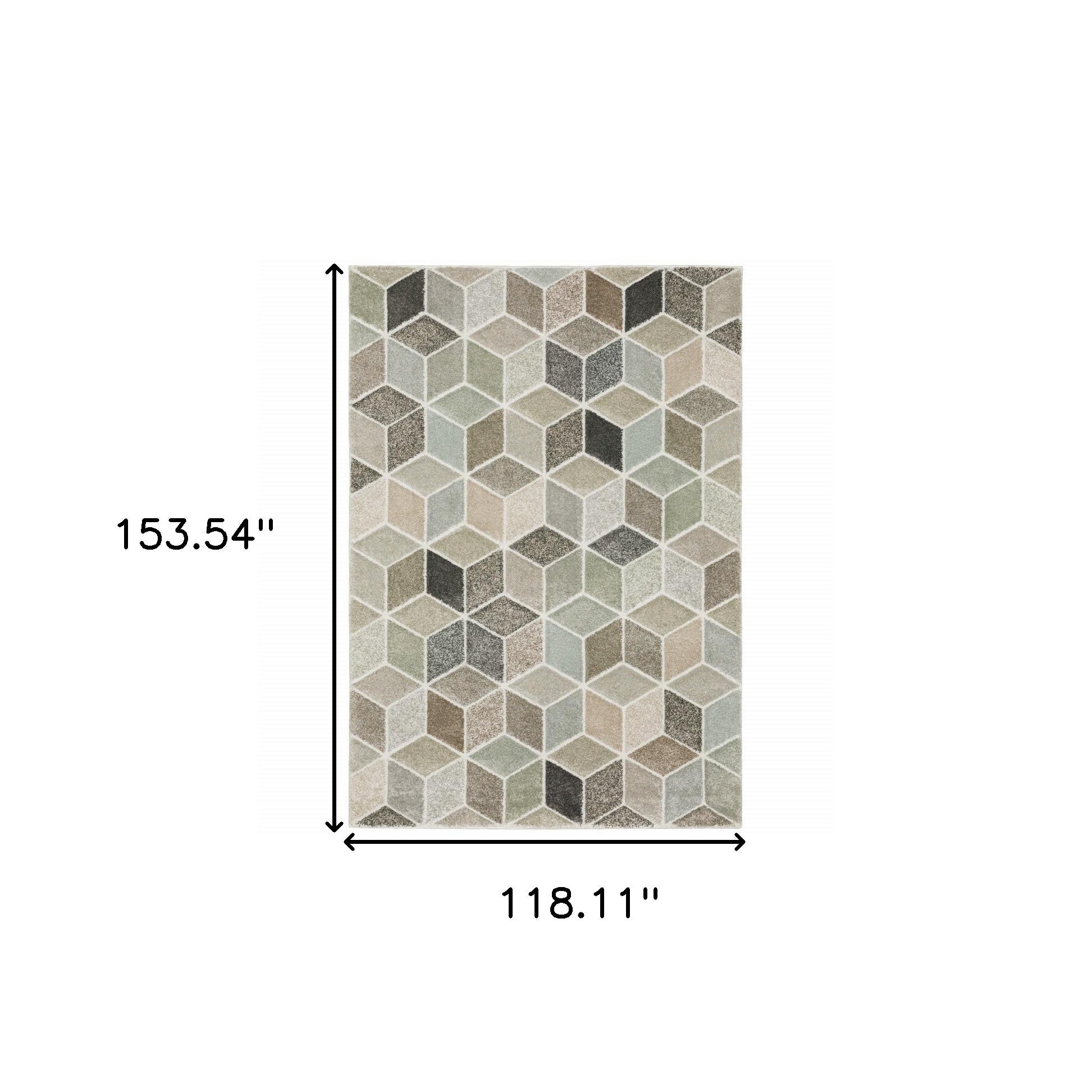 10' X 13' Beige Brown Grey Tan Sage And Pale Blue Geometric Power Loom Stain Resistant Area Rug - Home & Garden