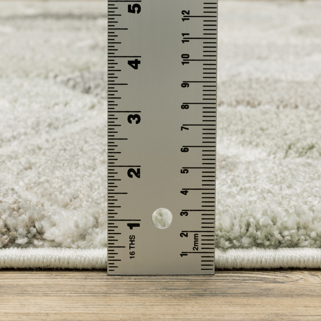 10' X 13' Beige Brown Grey Tan Sage And Pale Blue Geometric Power Loom Stain Resistant Area Rug - Home & Garden