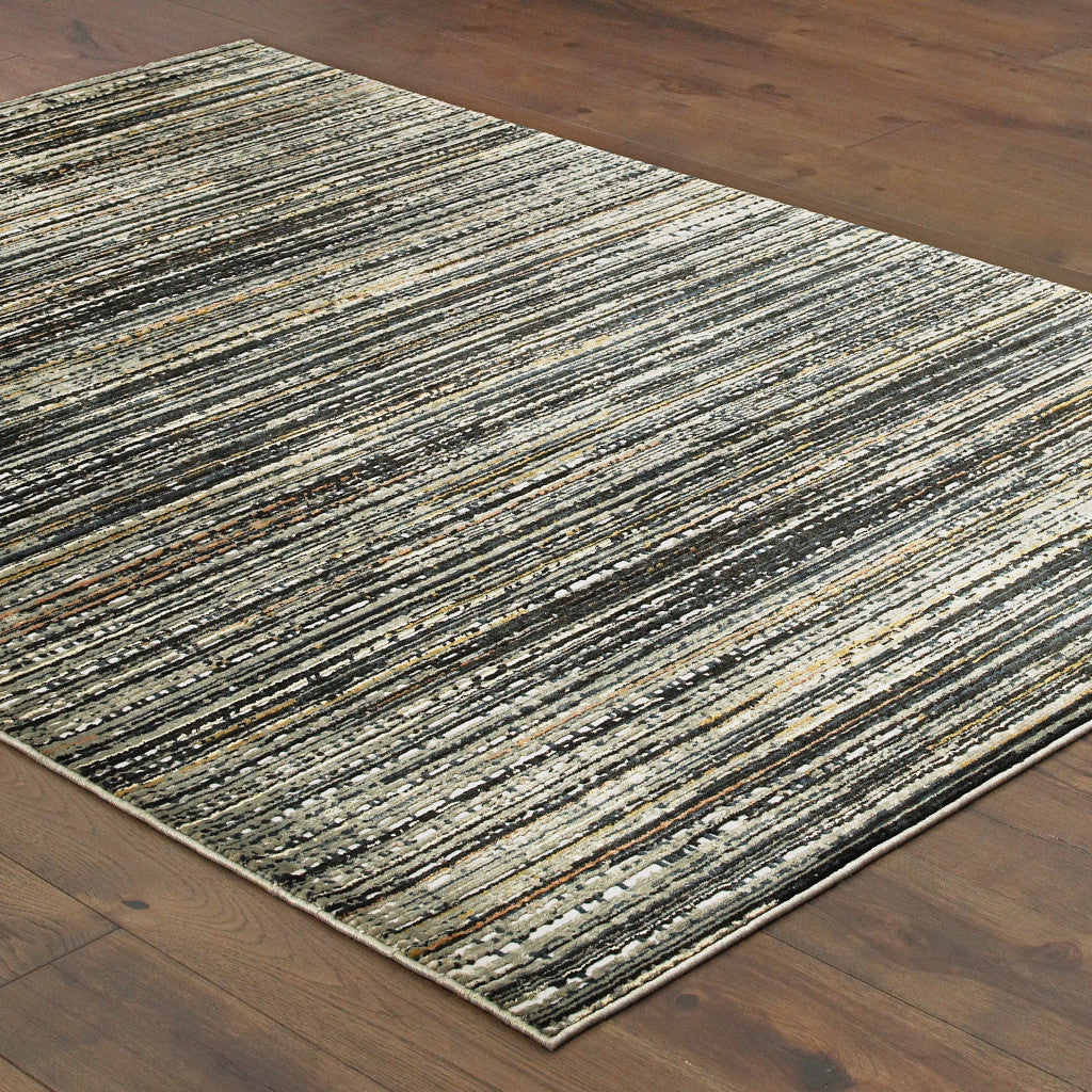 10' X 13' Black Navy Gold Ivory And Blush Abstract Power Loom Stain Resistant Area Rug - Home & Garden