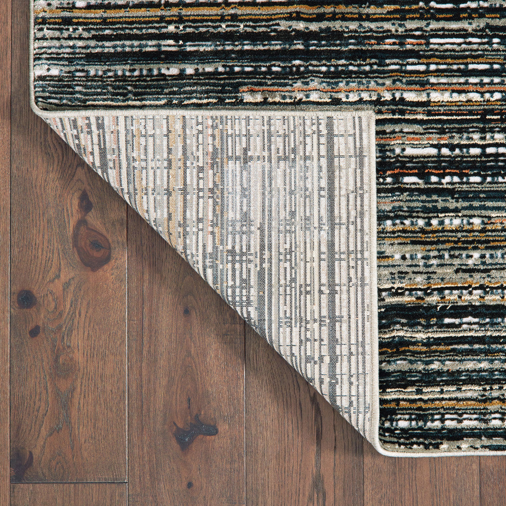 10' X 13' Black Navy Gold Ivory And Blush Abstract Power Loom Stain Resistant Area Rug - Home & Garden
