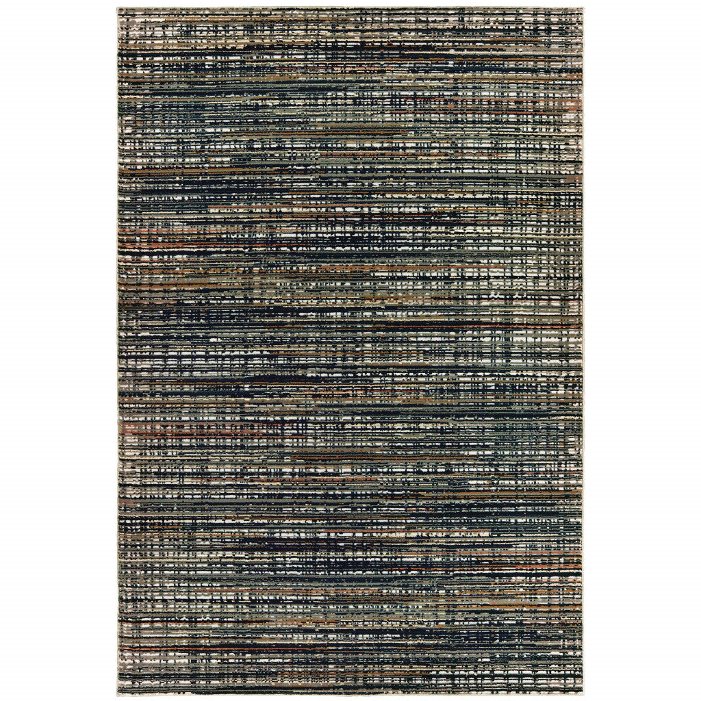 10' X 13' Black Navy Gold Ivory And Blush Abstract Power Loom Stain Resistant Area Rug - Home & Garden
