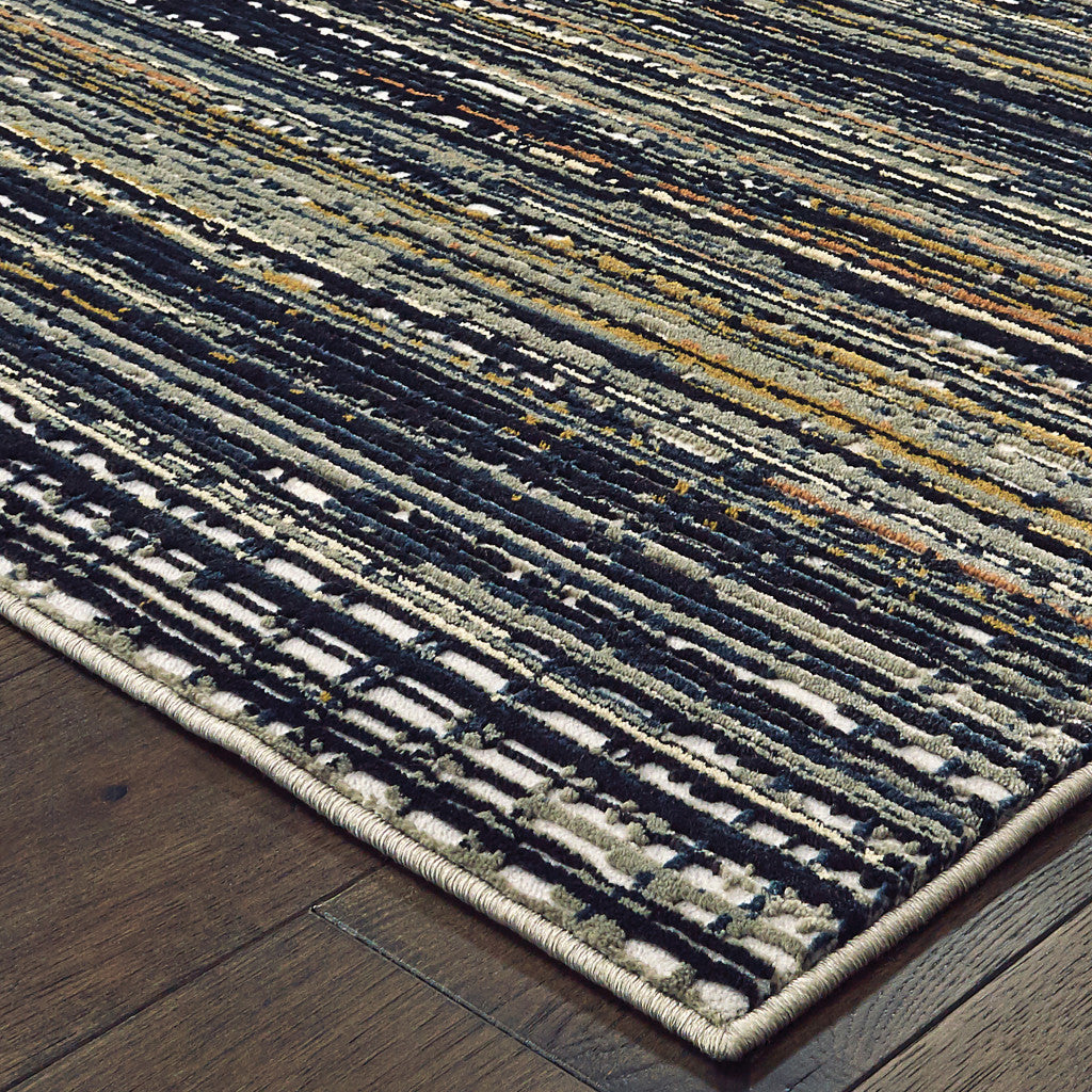 10' X 13' Black Navy Gold Ivory And Blush Abstract Power Loom Stain Resistant Area Rug - Home & Garden