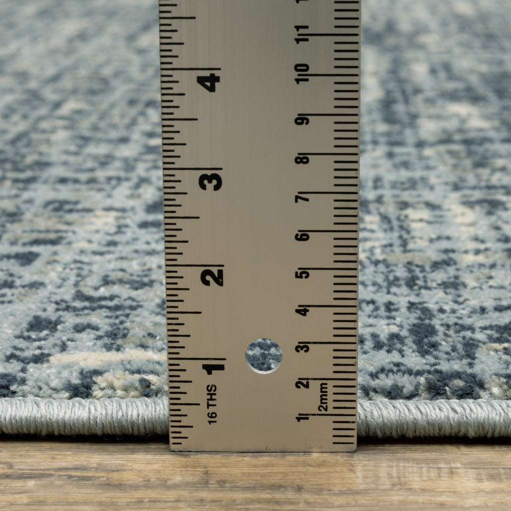 5' X 7' Dark Blue Light Blue Grey Ivory And Beige Abstract Power Loom Stain Resistant Area Rug - Home & Garden
