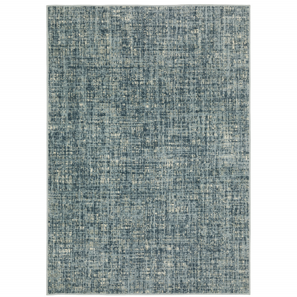 5' X 7' Dark Blue Light Blue Grey Ivory And Beige Abstract Power Loom Stain Resistant Area Rug - Home & Garden