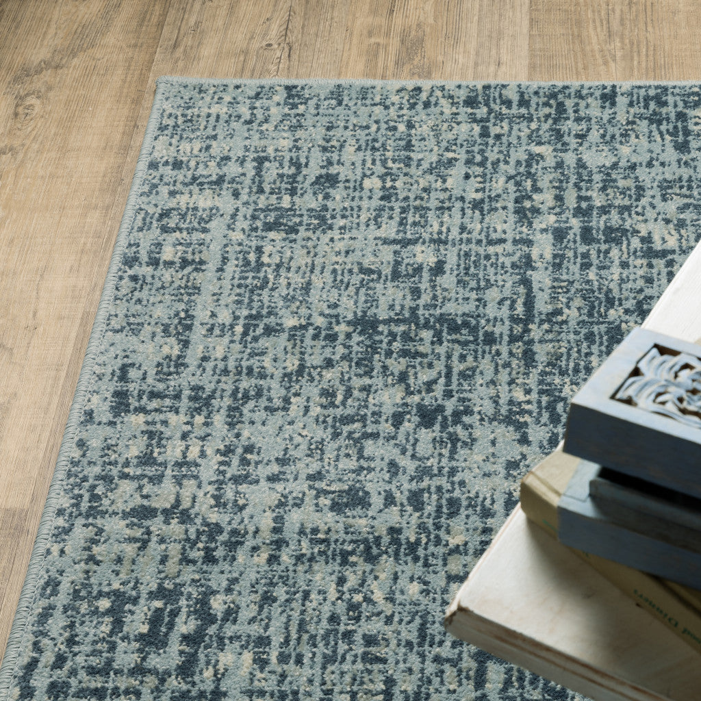5' X 7' Dark Blue Light Blue Grey Ivory And Beige Abstract Power Loom Stain Resistant Area Rug - Home & Garden