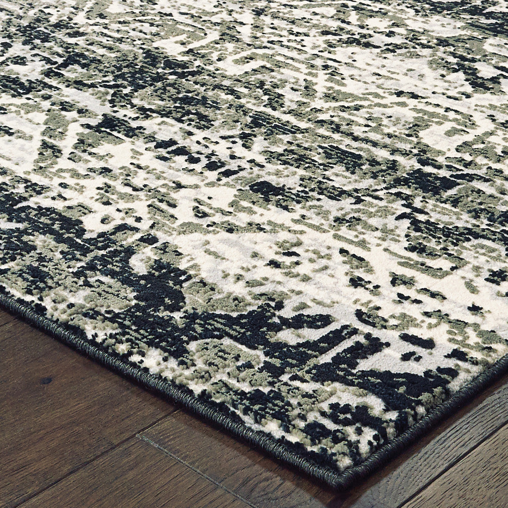 10' X 13' Grey And Ivory Geometric Power Loom Stain Resistant Area Rug - Home & Garden