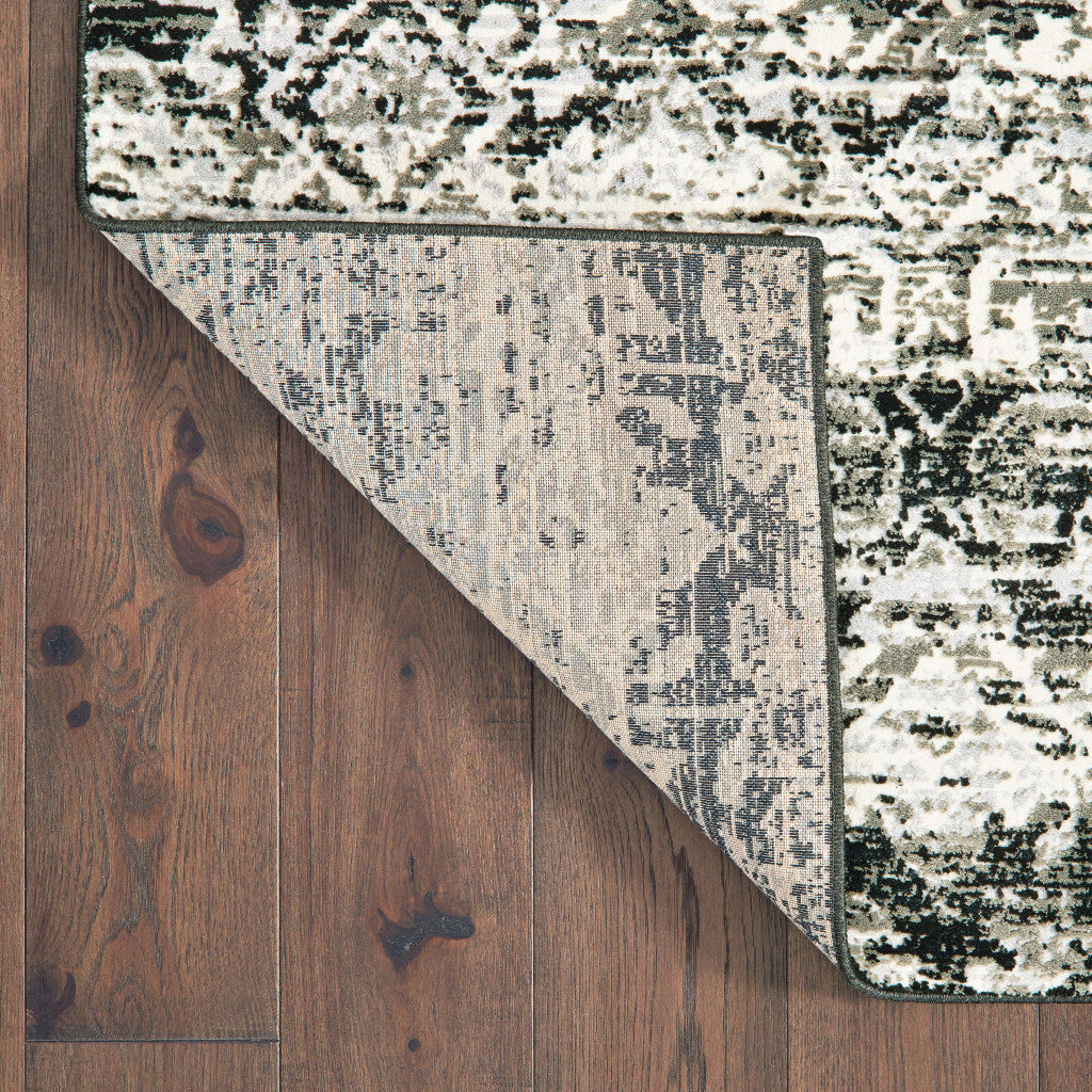 10' X 13' Grey And Ivory Geometric Power Loom Stain Resistant Area Rug - Home & Garden