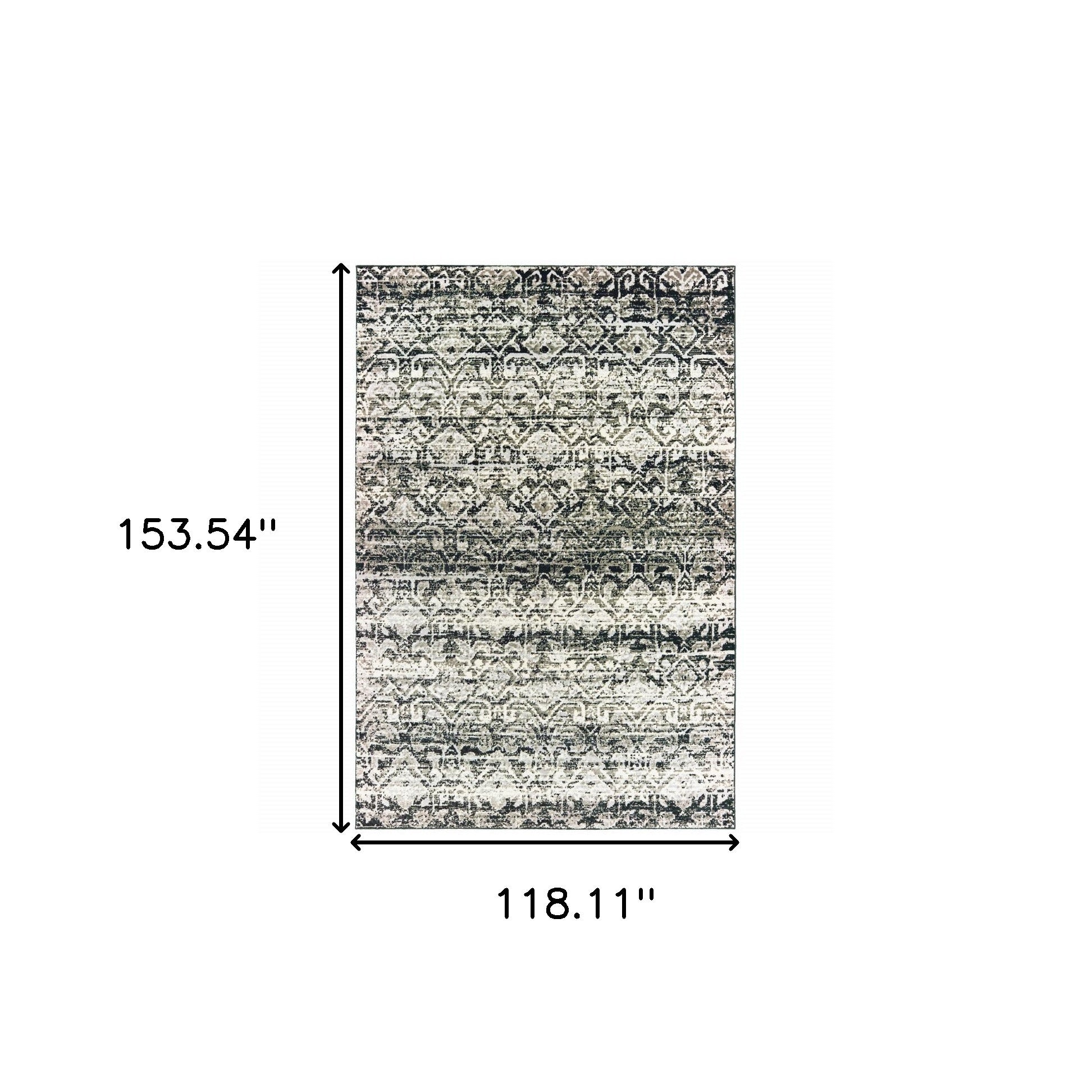 10' X 13' Grey And Ivory Geometric Power Loom Stain Resistant Area Rug - Home & Garden