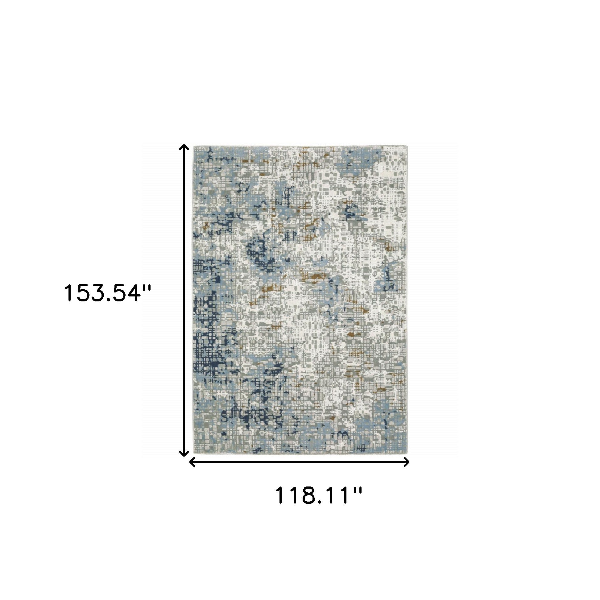 10' X 13' Blue Ivory Grey Brown Beige And Light Blue Abstract Power Loom Stain Resistant Area Rug - Home & Garden