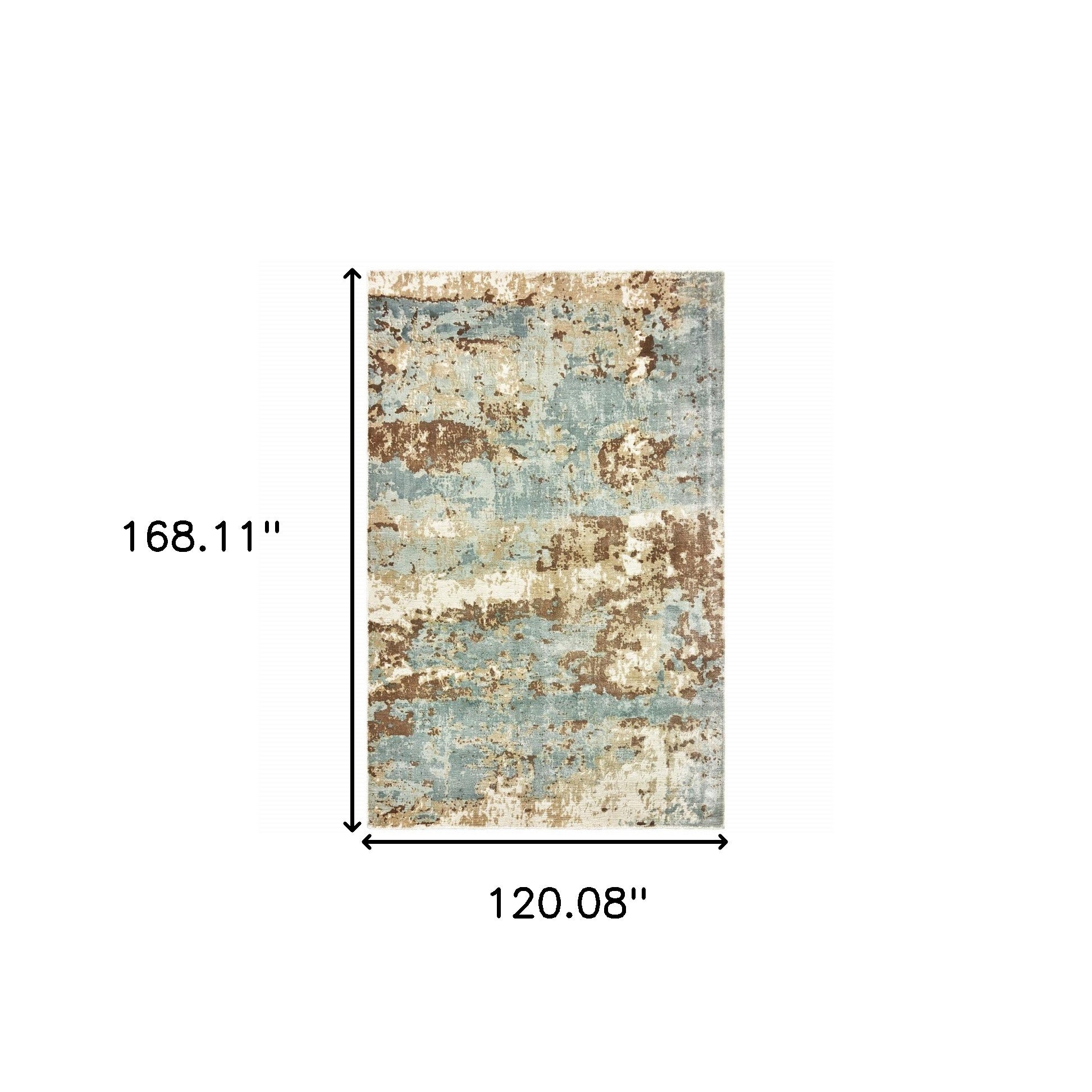 10' X 14' Blue And Brown Abstract Hand Loomed Stain Resistant Area Rug - Home & Garden