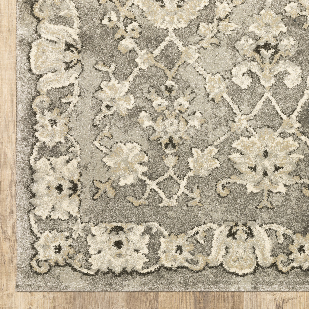 10' X 13' Grey Beige Tan And Brown Oriental Power Loom Stain Resistant Area Rug - Home & Garden
