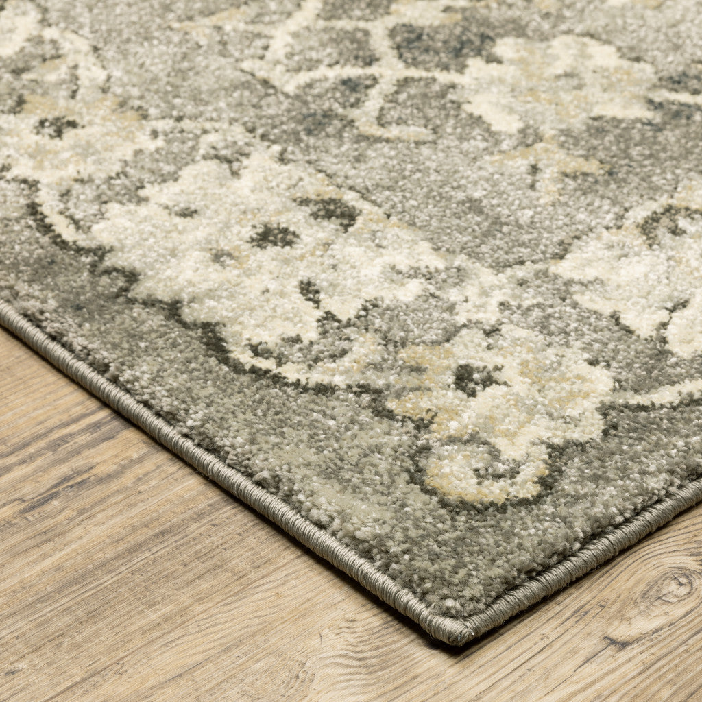 10' X 13' Grey Beige Tan And Brown Oriental Power Loom Stain Resistant Area Rug - Home & Garden