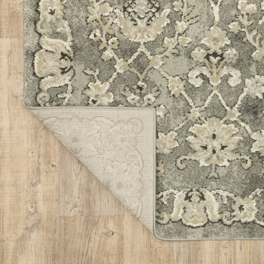 10' X 13' Grey Beige Tan And Brown Oriental Power Loom Stain Resistant Area Rug - Home & Garden
