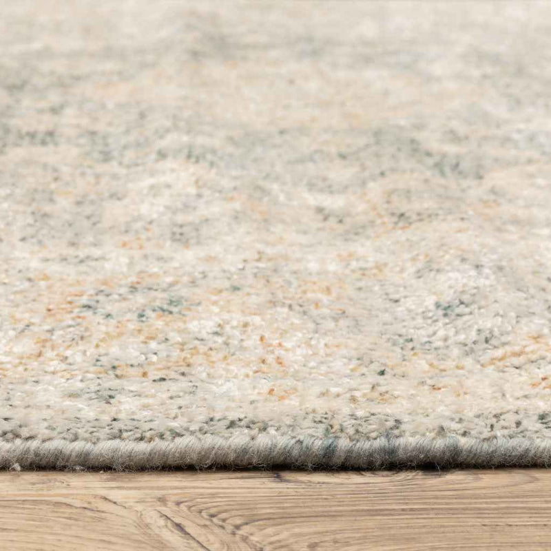 8' X 10' Grey And Beige Oriental Hand Loomed Stain Resistant Area Rug With Fringe
