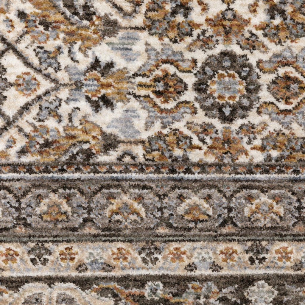 2' X 3' Ivory And Grey Oriental Power Loom Stain Resistant Area Rug With Fringe - Home & Garden