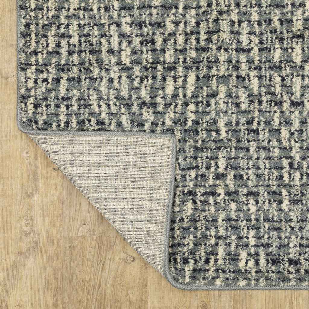 10' X 13' Blue Ivory Grey And Light Blue Geometric Power Loom Stain Resistant Area Rug