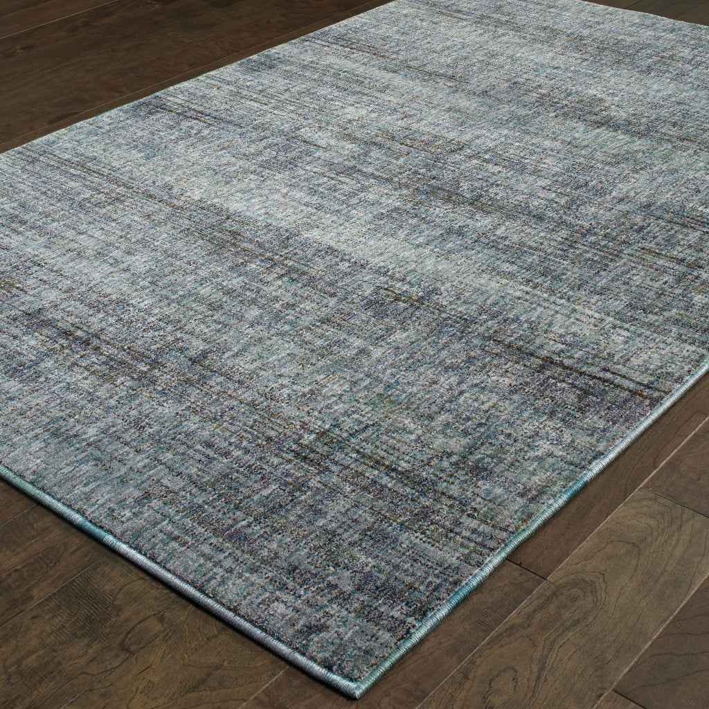 6' X 9' Blue Grey Silver And Green Power Loom Stain Resistant Area Rug