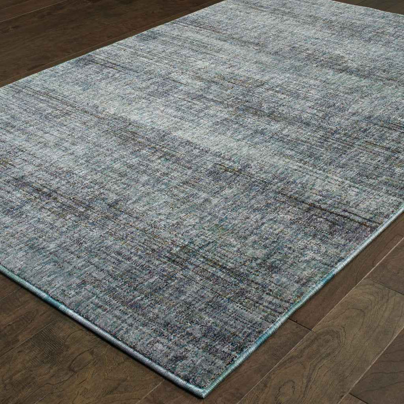 6' X 9' Blue Grey Silver And Green Power Loom Stain Resistant Area Rug