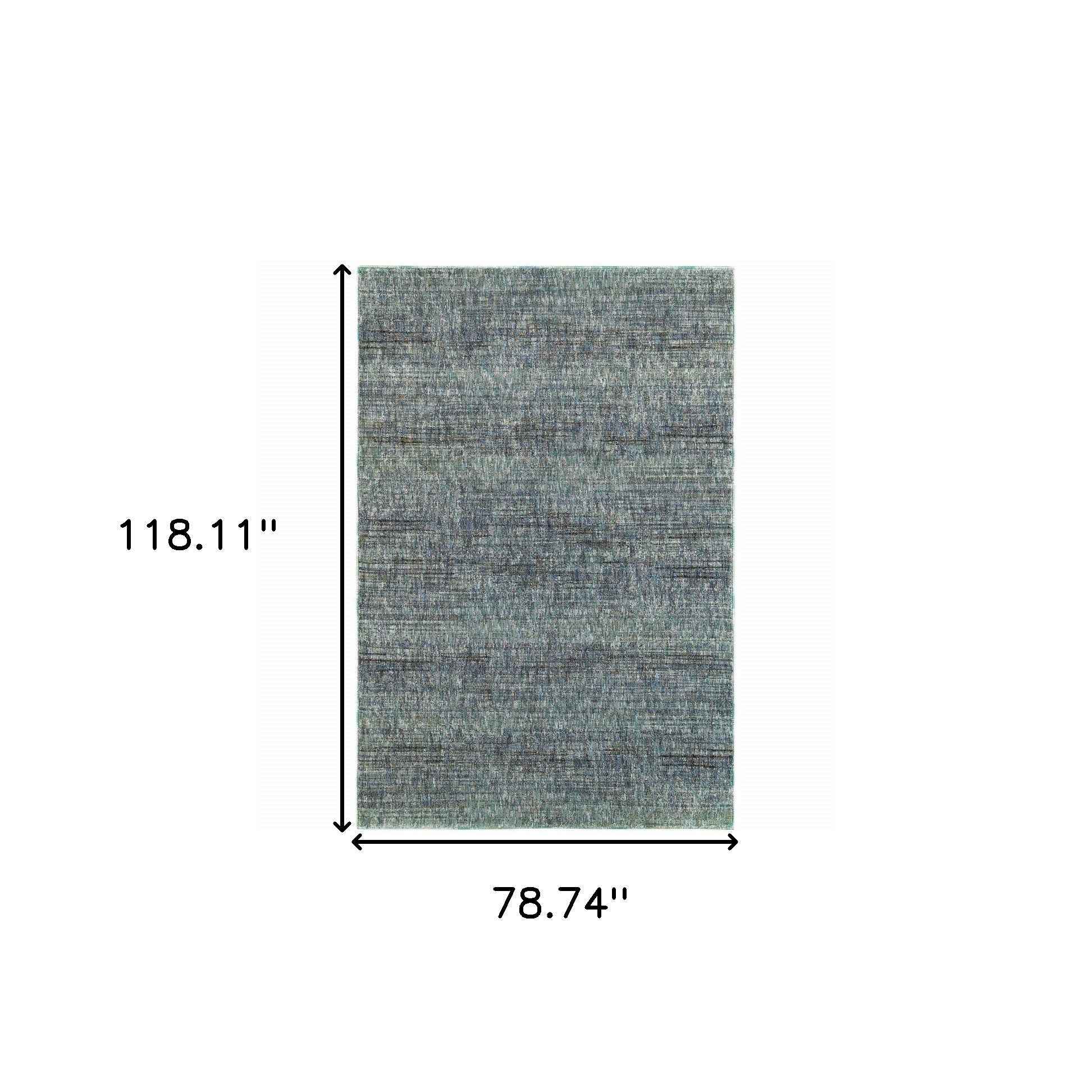 6' X 9' Blue Grey Silver And Green Power Loom Stain Resistant Area Rug