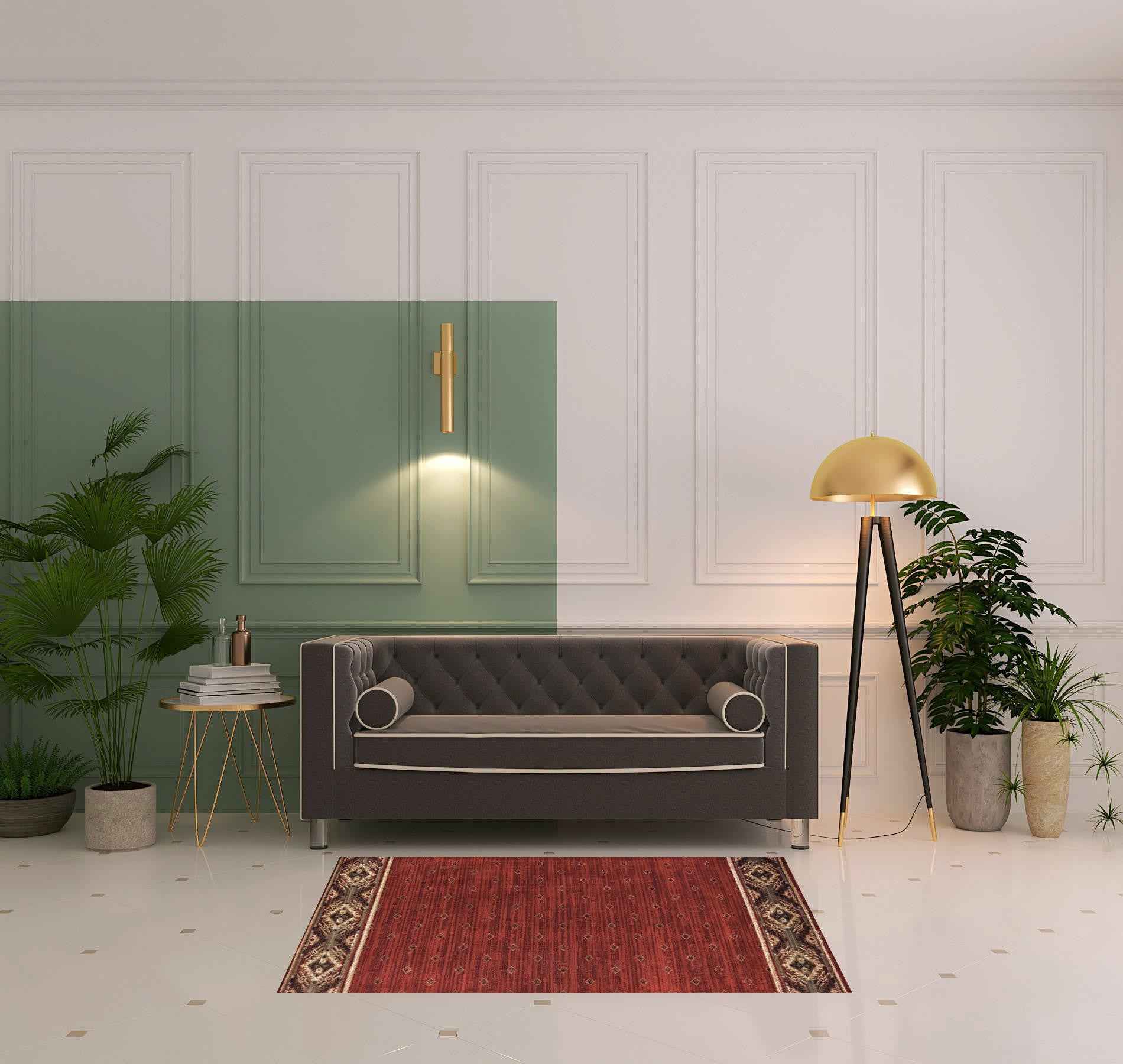 4' X 6' Berry Gold And Ivory Southwestern Power Loom Stain Resistant Area Rug Default Title