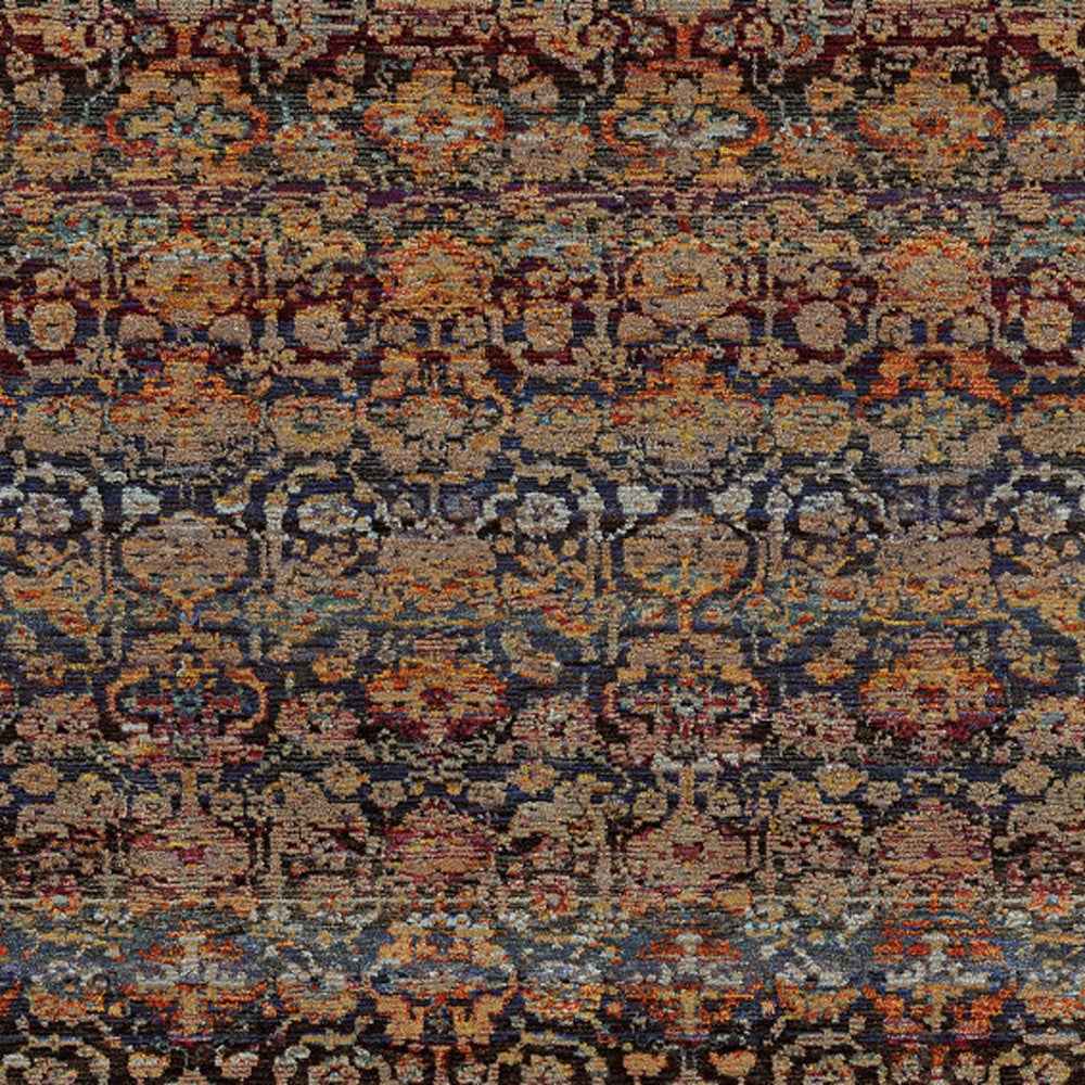 2' X 3' Multi And Blue Abstract Power Loom Stain Resistant Area Rug