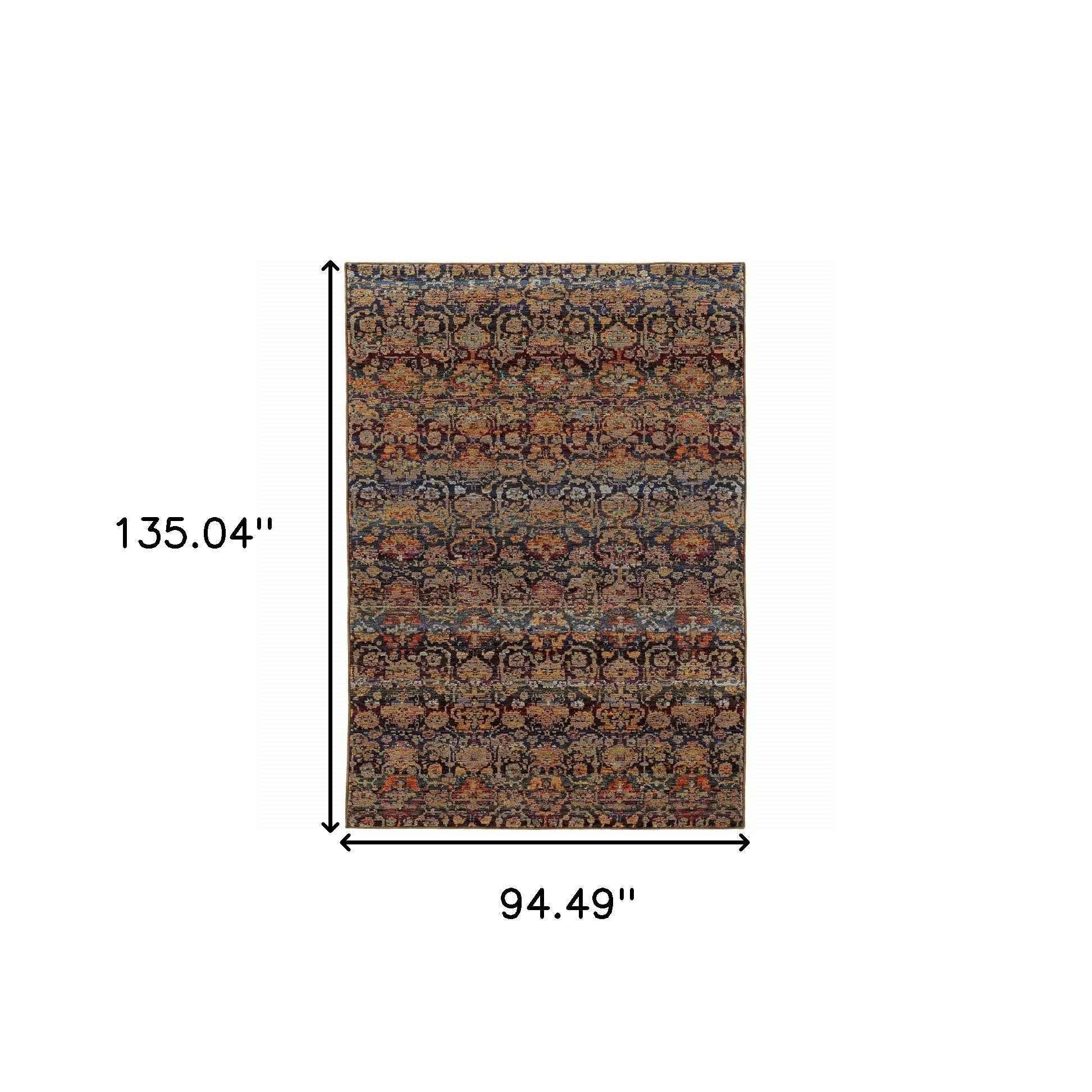 8' X 10' Multi And Blue Abstract Power Loom Stain Resistant Area Rug