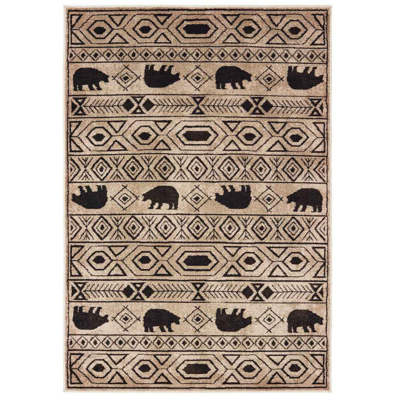 4' X 6' Ivory And Black Southwestern Power Loom Stain Resistant Area Rug
