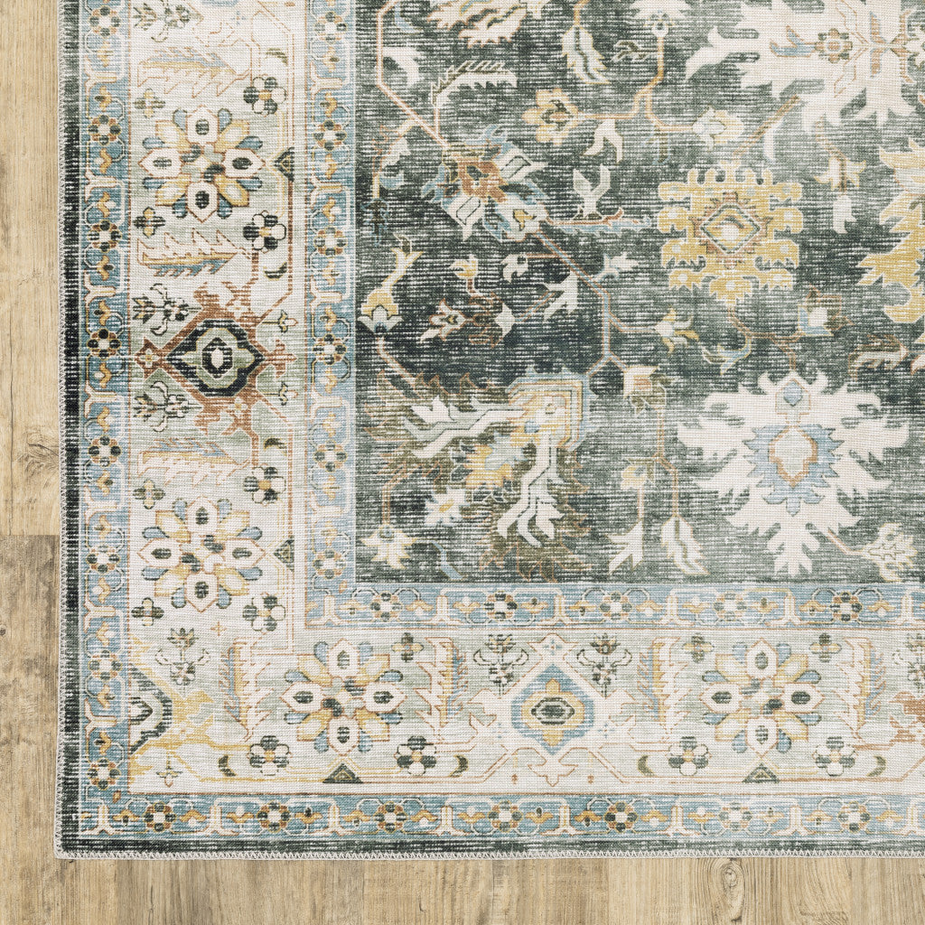 7' X 10' Gray and Ivory Oriental Non Skid Area Rug - Home & Garden