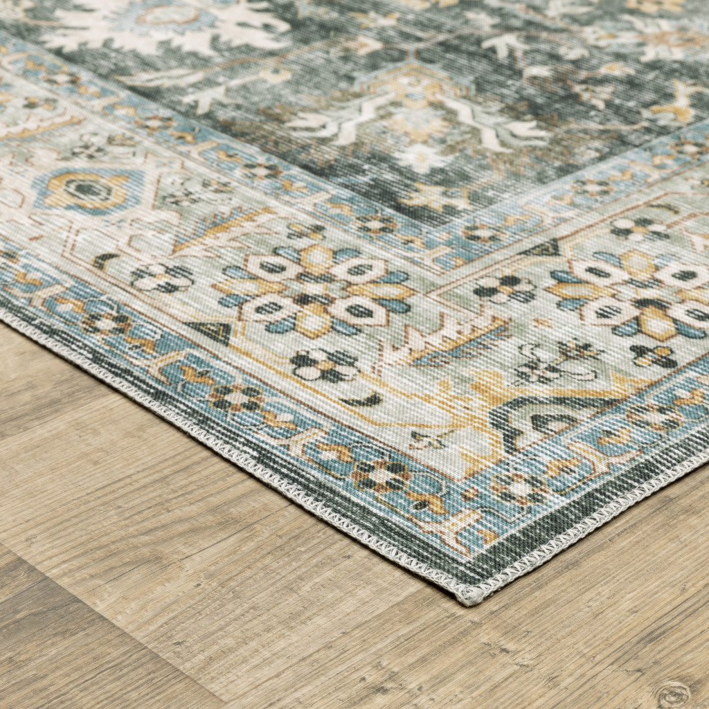 7' X 10' Gray and Ivory Oriental Non Skid Area Rug - Home & Garden