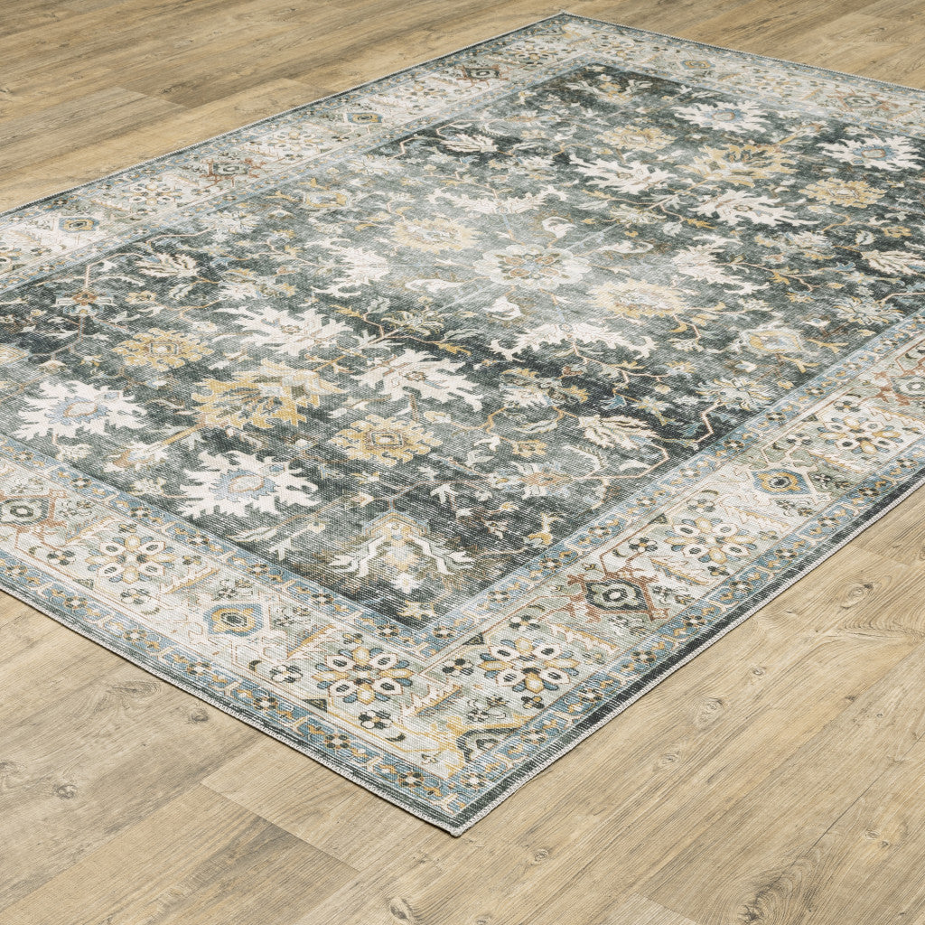 7' X 10' Gray and Ivory Oriental Non Skid Area Rug - Home & Garden