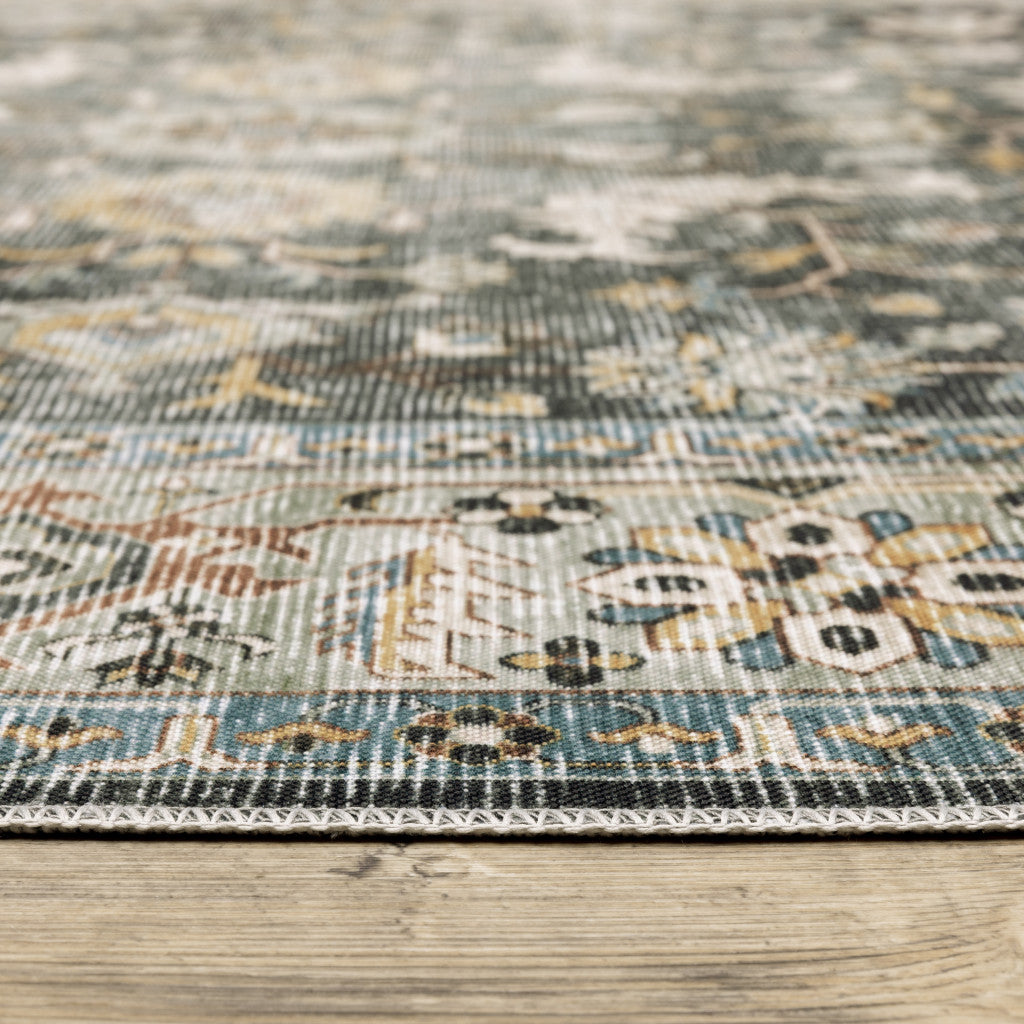 7' X 10' Gray and Ivory Oriental Non Skid Area Rug - Home & Garden