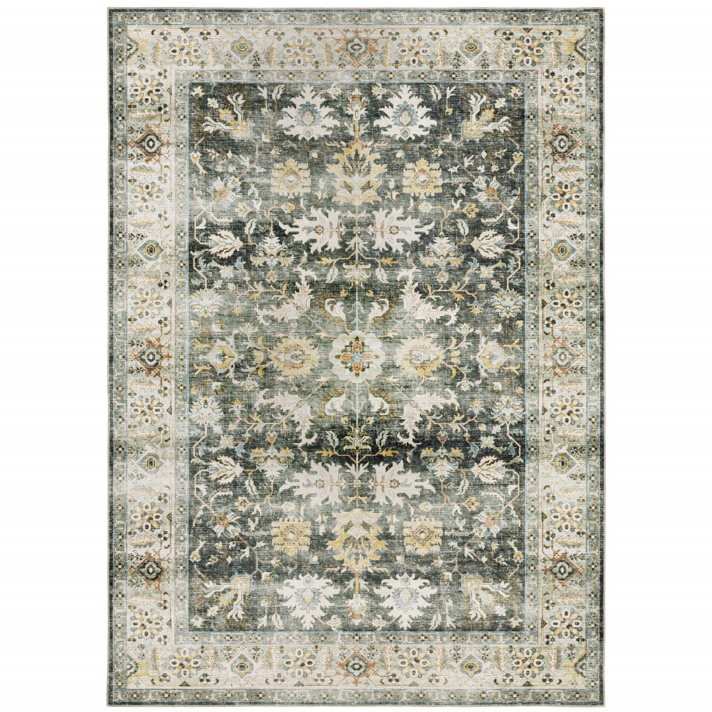 7' X 10' Gray and Ivory Oriental Non Skid Area Rug - Home & Garden