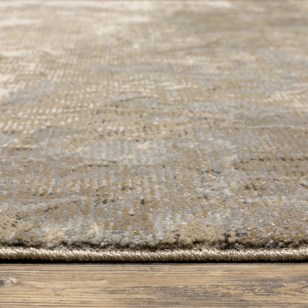 12' Gray Beige And Ivory Abstract Runner Rug - Home & Garden