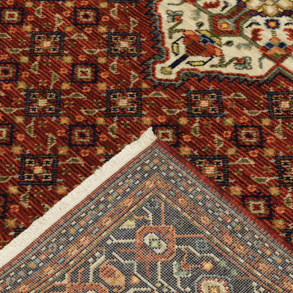 12' Blue And Red Genuine Wool Oriental Runner Rug With Fringe - Home & Garden