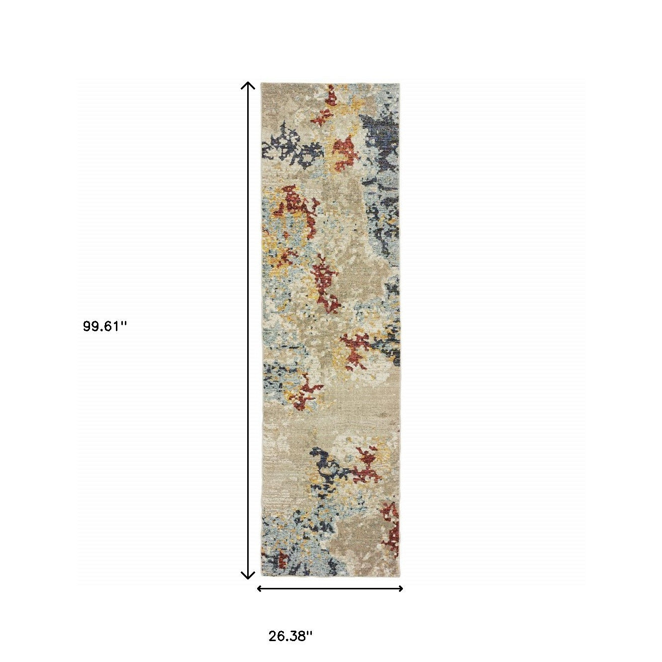 8' Blue And Beige Abstract Runner Rug - Home & Garden