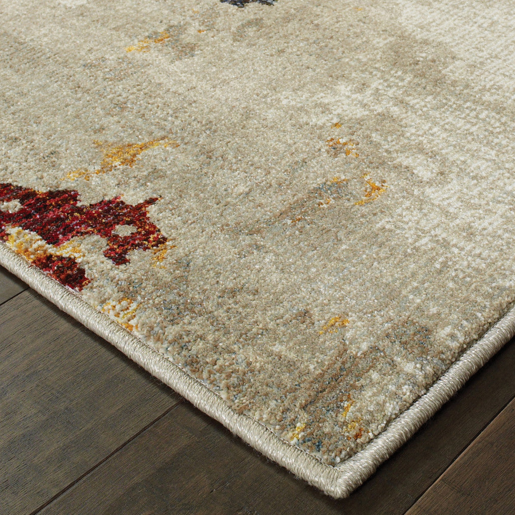 8' Blue And Beige Abstract Runner Rug - Home & Garden
