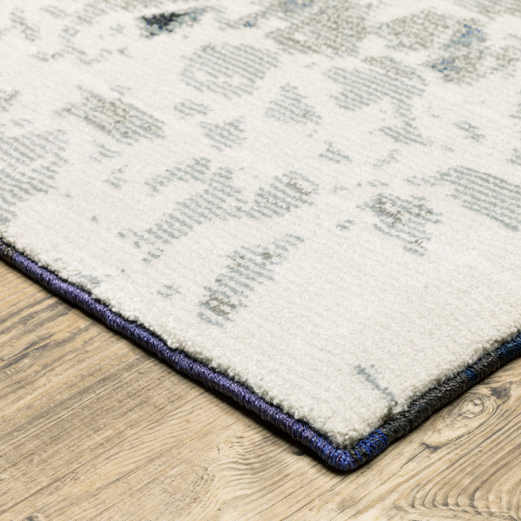 12' Gray Teal And Green Abstract Runner Rug - Home & Garden