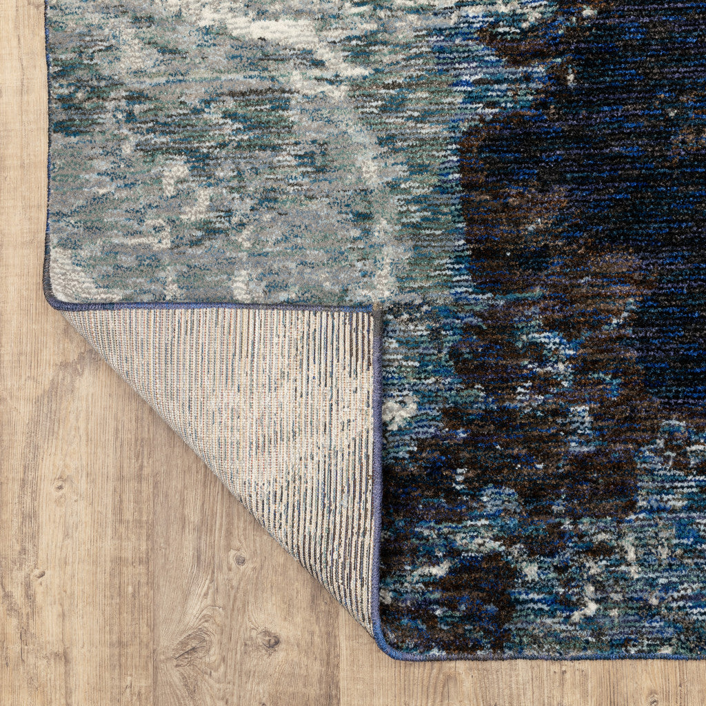 12' Gray Teal And Green Abstract Runner Rug - Home & Garden
