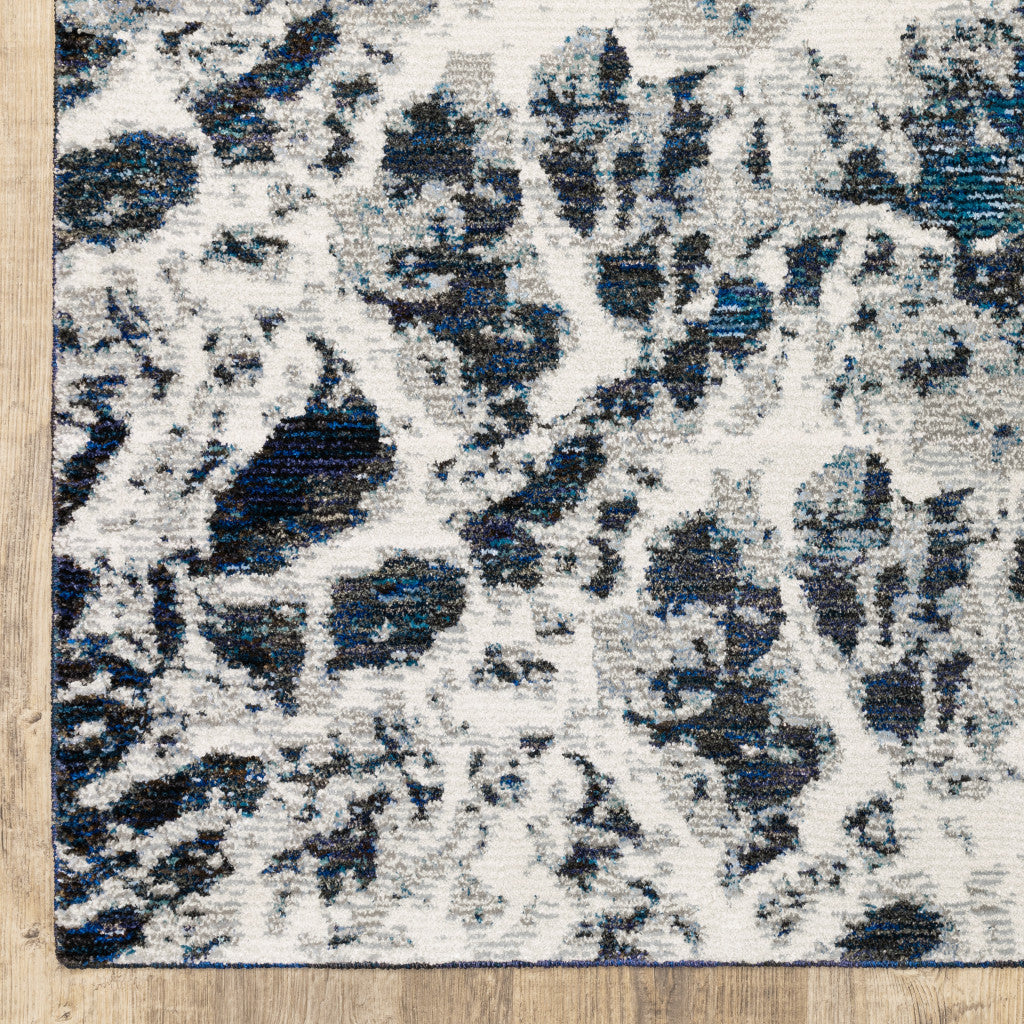 12' Gray Teal And Green Abstract Runner Rug - Home & Garden