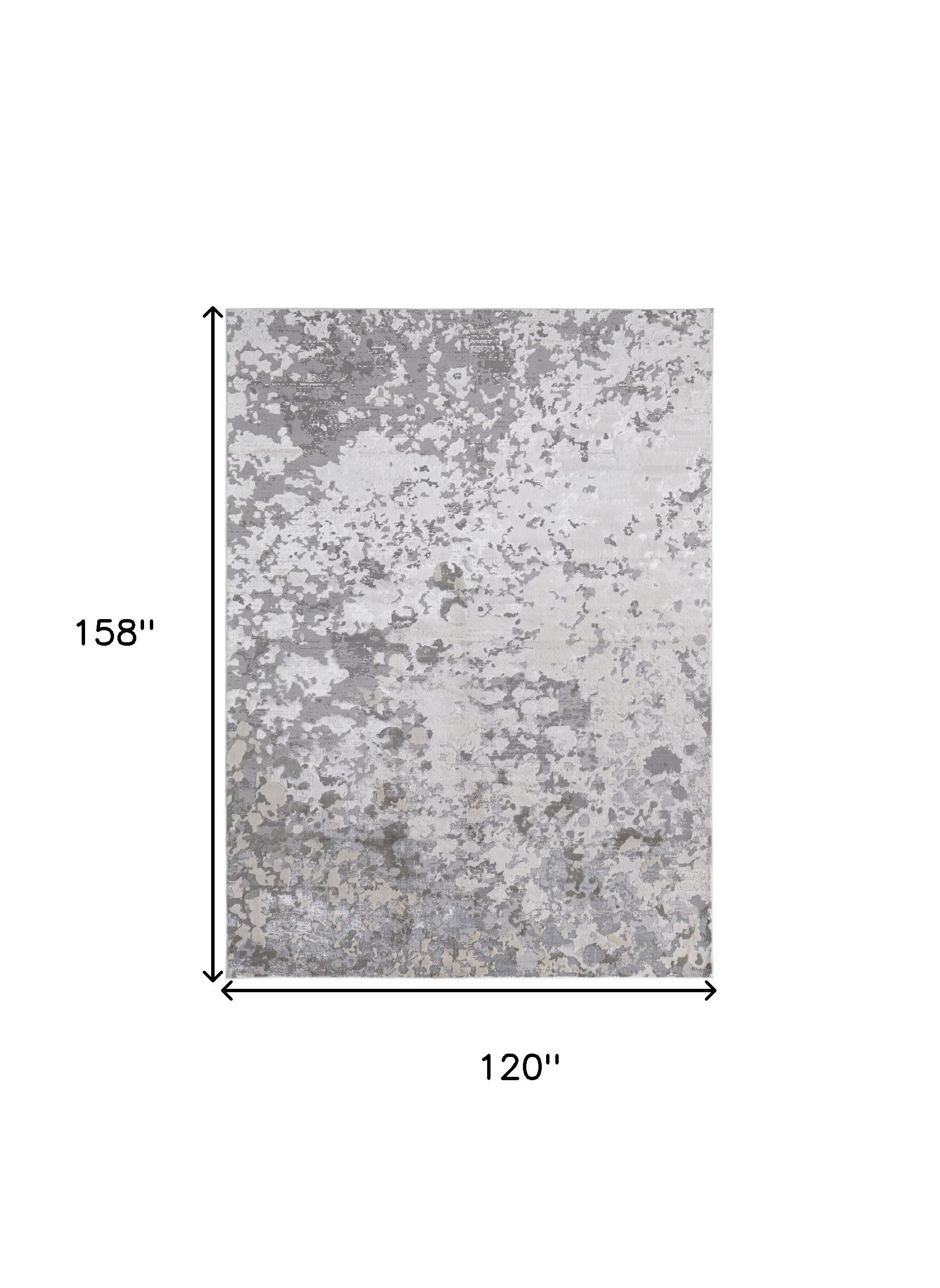 10' X 13' Silver Gray And White Abstract Stain Resistant Area Rug - Home & Garden
