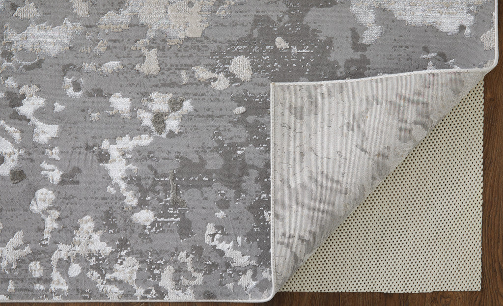 10' X 13' Silver Gray And White Abstract Stain Resistant Area Rug - Home & Garden
